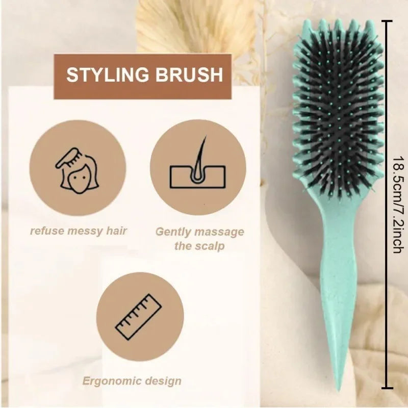 Curl Define Styling Brush Boar Bristle Detangling Hair Brush Tangled Hair Comb Shaping Defining Curls Barber Styling Tool